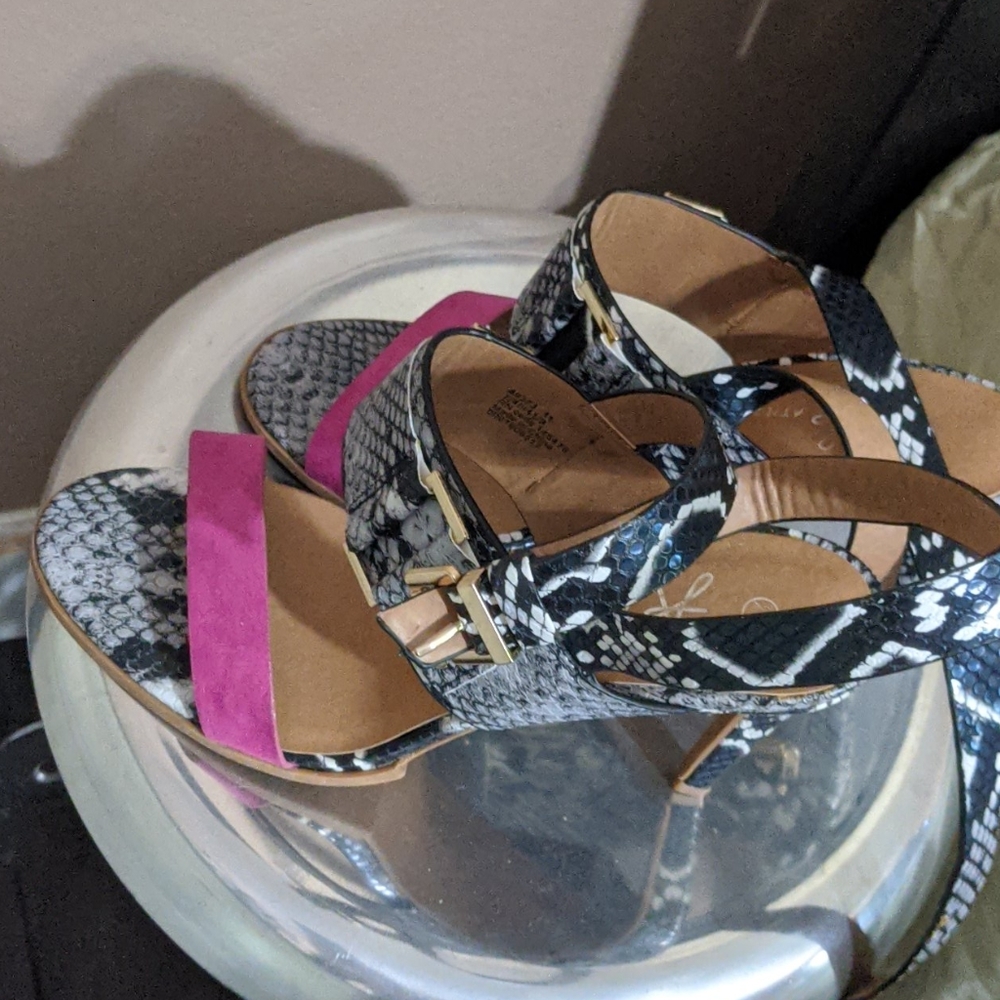 Snakeskin strappy heels